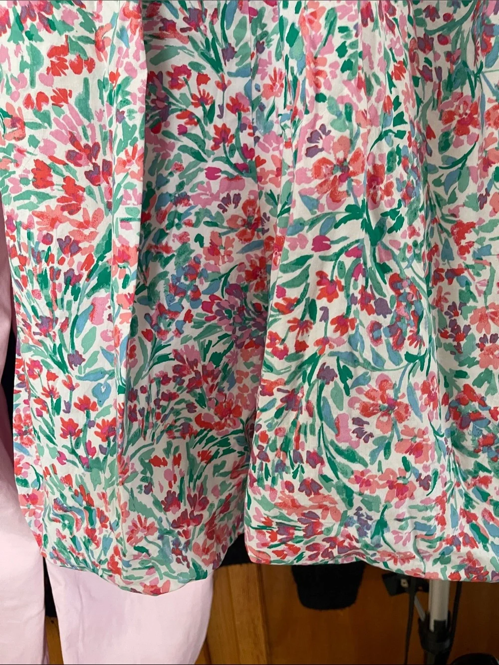 J. Crew Pink Floral Bubble-Hem Cotton A-Line Sz Large Pink Floral